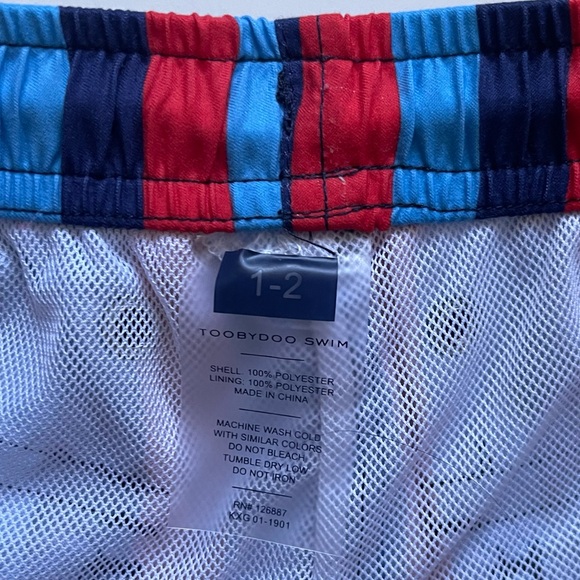 ToobyDoo Boys Muscle Beach Striped Swim Shorts - Size 1-2 - Picture 7 of 9